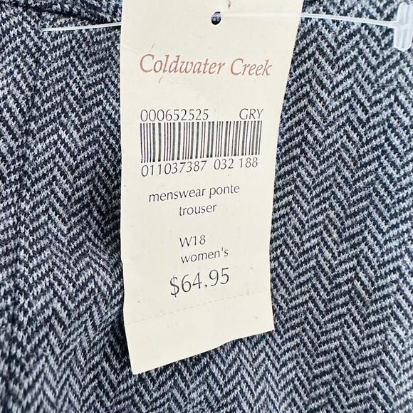 Coldwater Creek Womens Pants Menswear Ponte Trouser Knit Herringbone Grey W18 - Picture 11 of 12